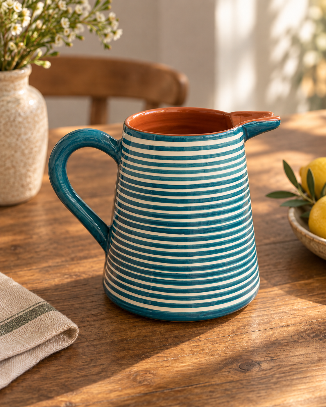 Carafe 1 L teal – Collection RAYURE – Céramique - Pichets & carafes – vue 3