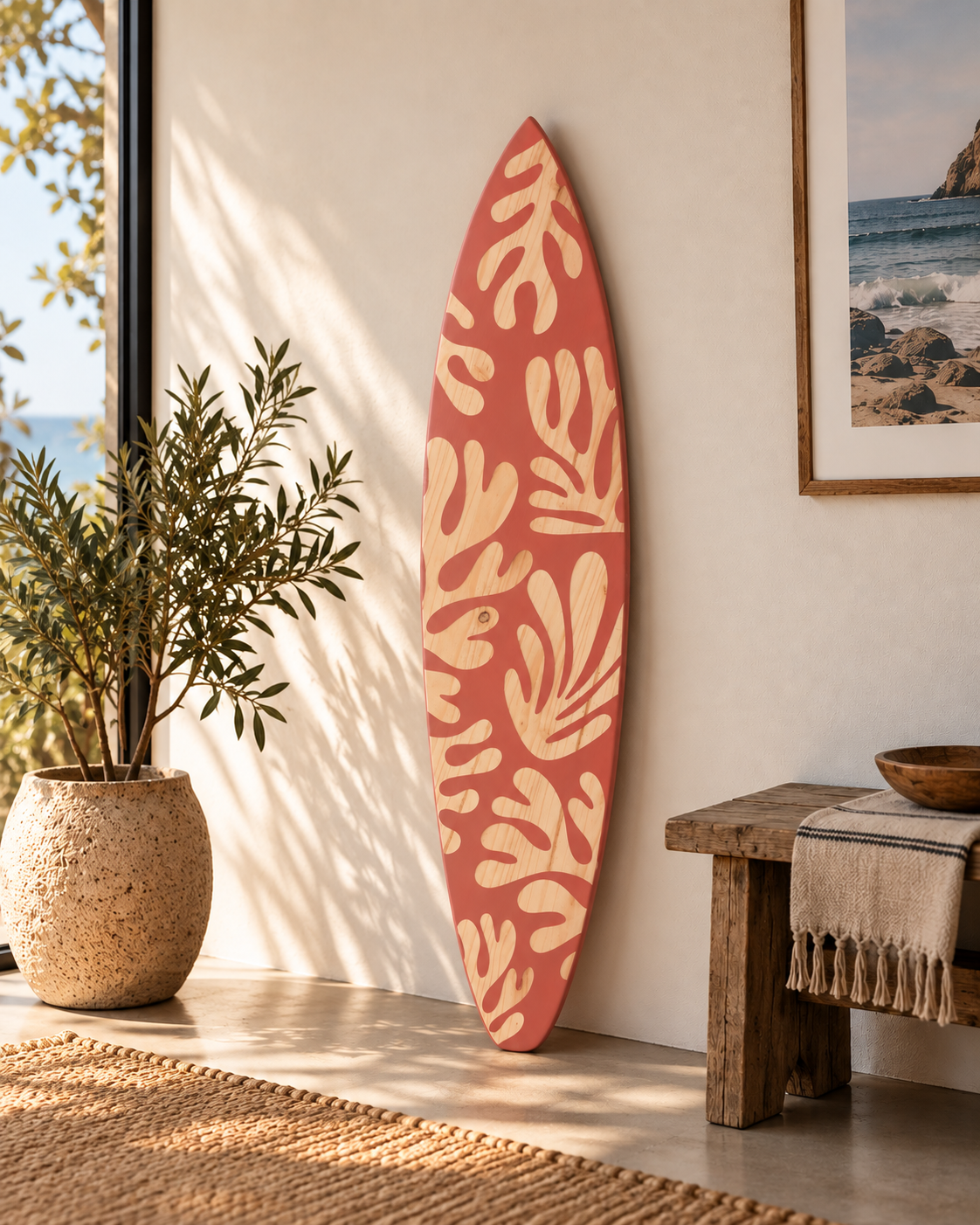 Planche de surf décorative Corail rouge – 120 cm